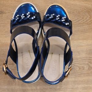 Women's Shiny Blue Sandals